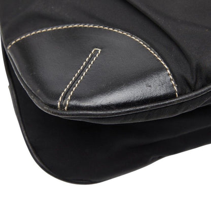 Prada Triangle Logo Plate Black Nylon Leather Men's Prada