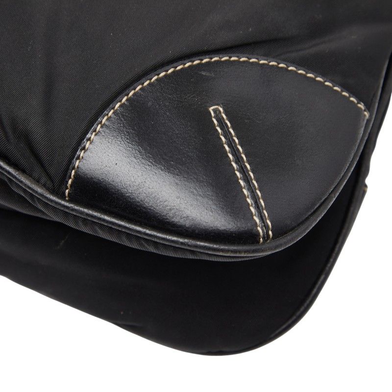 Prada Triangle Logo Plate Black Nylon Leather Men's Prada
