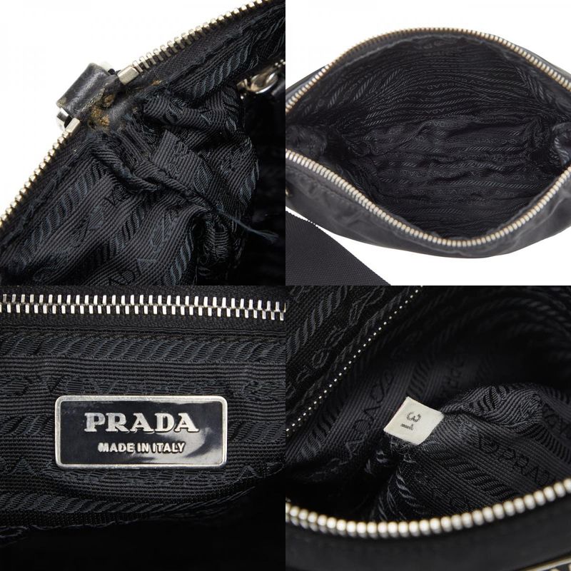 Prada Triangle Logo Plate Black Nylon Leather Men's Prada