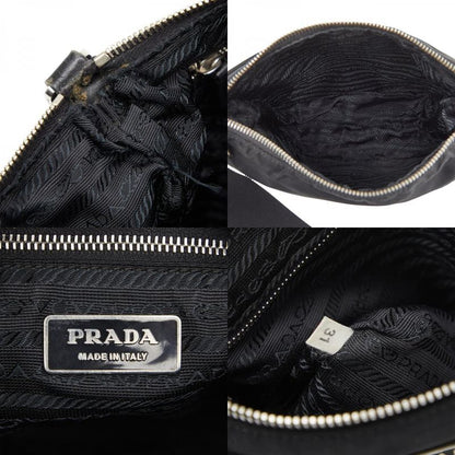 Prada Triangle Logo Plate Black Nylon Leather Men's Prada