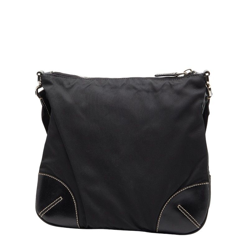 Prada Triangle Logo Plate Black Nylon Leather Men's Prada