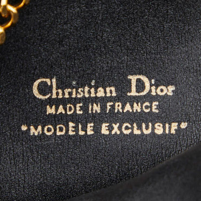 Dior Trotter Logo Chain Shoulder Bag Coin Case Coin Purse Black Canvas Women's