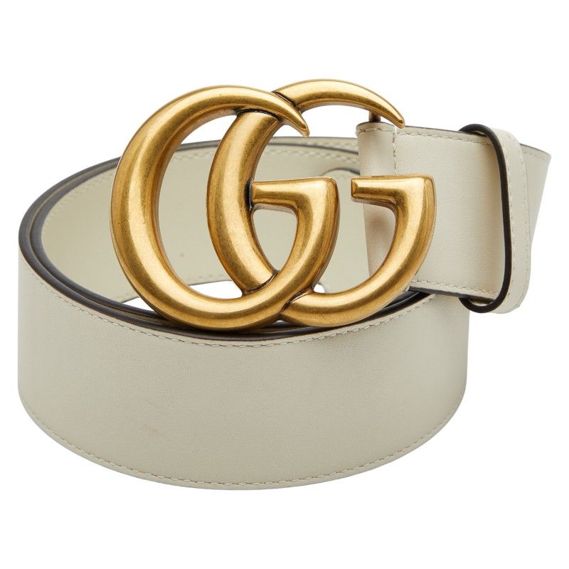 Gucci Double G Belt Size: 75・30 400593 Ivory Gold Leather Women's Gucci