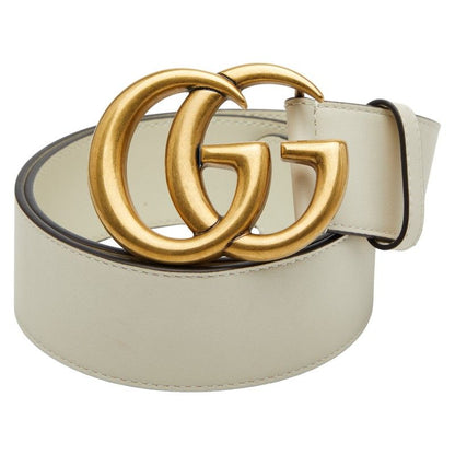 Gucci Double G Belt Size: 75・30 400593 Ivory Gold Leather Women's Gucci