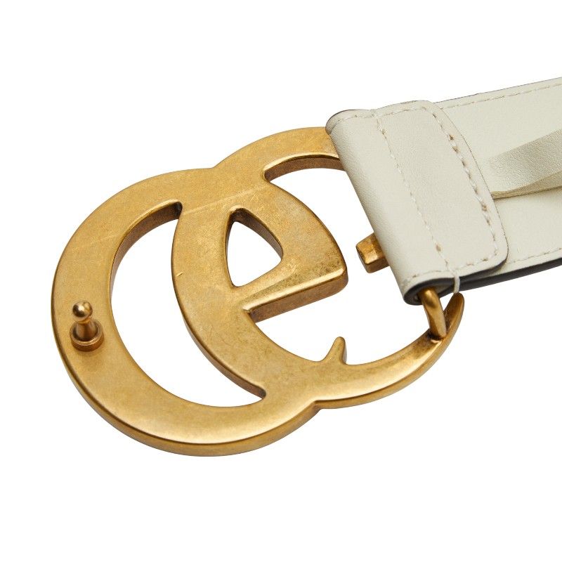Gucci Double G Belt Size: 75・30 400593 Ivory Gold Leather Women's Gucci