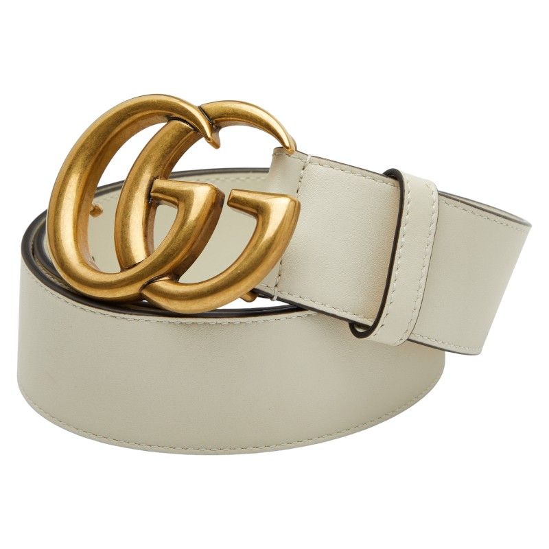 Gucci Double G Belt Size: 75・30 400593 Ivory Gold Leather Women's Gucci