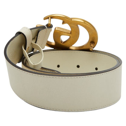 Gucci Double G Belt Size: 75・30 400593 Ivory Gold Leather Women's Gucci
