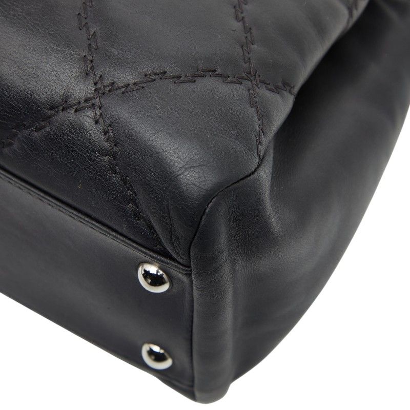 Chanel Hamptons Ultra Stitch Chain Tote Bag Black Lambskin Women's Chanel