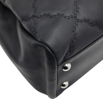 Chanel Hamptons Ultra Stitch Chain Tote Bag Black Lambskin Women's Chanel