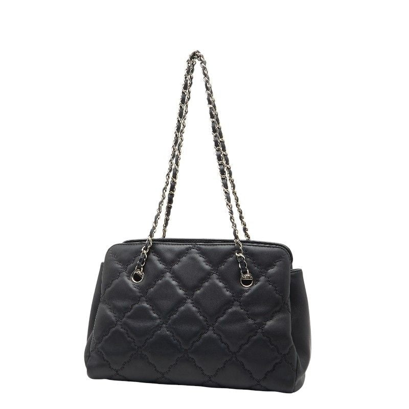 Chanel Hamptons Ultra Stitch Chain Tote Bag Black Lambskin Women's Chanel