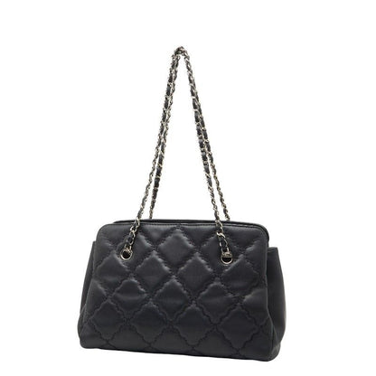 Chanel Hamptons Ultra Stitch Chain Tote Bag Black Lambskin Women's Chanel