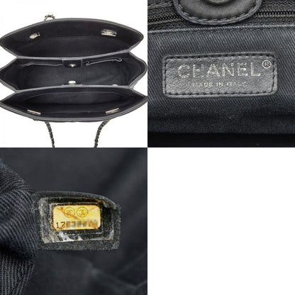 Chanel Hamptons Ultra Stitch Chain Tote Bag Black Lambskin Women's Chanel