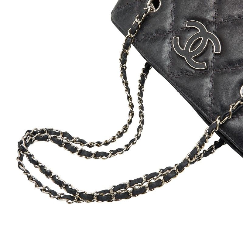 Chanel Hamptons Ultra Stitch Chain Tote Bag Black Lambskin Women's Chanel