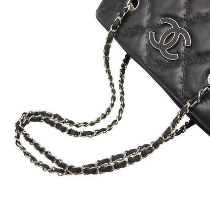 Chanel Hamptons Ultra Stitch Chain Tote Bag Black Lambskin Women's Chanel