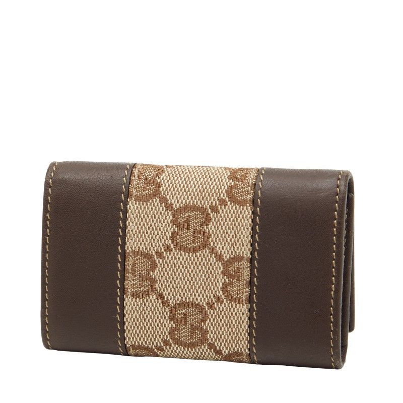 Gucci GG Canvas 6 Rows 124550 Brown Canvas Leather Women's Gucci