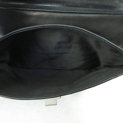 Chanel Chocolate Bar Clutch Bag Second Bag Lambskin Leather Black 1206 Aa