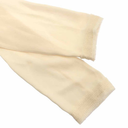 Chanel Ruffle Gathered Silk Pullover Blouse Beige 42