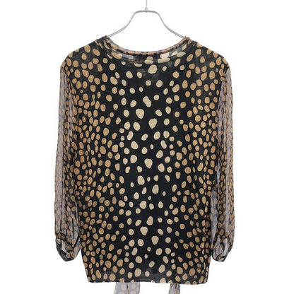 Christian Dior Sheer Sleeve Dot Knit Ensemble Cardigan 9 Am563 Brown 42