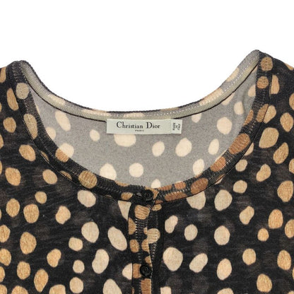 Christian Dior Sheer Sleeve Dot Knit Ensemble Cardigan 9 Am563 Brown 42