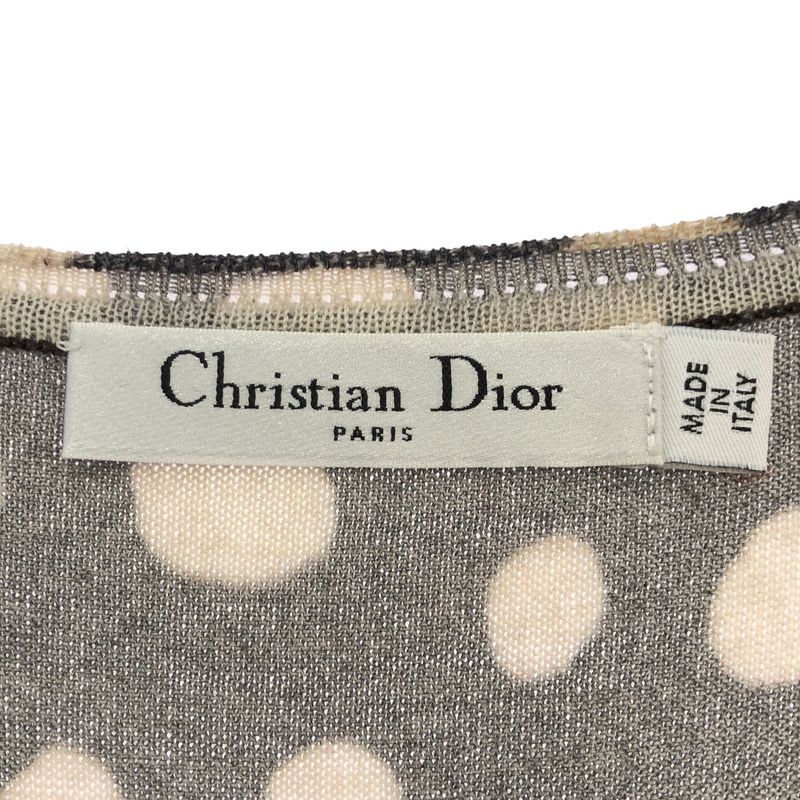 Christian Dior Sheer Sleeve Dot Knit Ensemble Cardigan 9 Am563 Brown 42