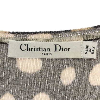 Christian Dior Sheer Sleeve Dot Knit Ensemble Cardigan 9 Am563 Brown 42