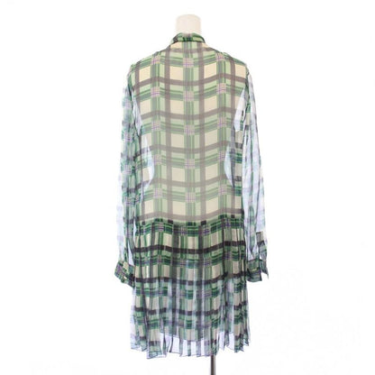 Christian Dior Tunic Bowtie Shirt Blouse Long Sleeve Sheer See-Through Plaid
