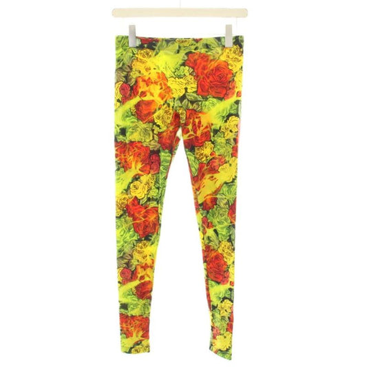 Versace Leggings Easy Pants Floral Pattern All Over Pattern 38 Yellow Red