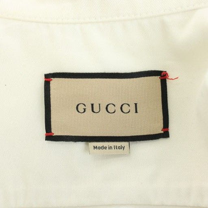 Gucci Ecowashed Organic Cotton Safari Jacket Short Sleeve Logo Zip Up 36 White