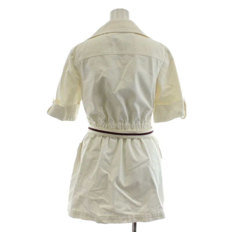 Gucci Ecowashed Organic Cotton Safari Jacket Short Sleeve Logo Zip Up 36 White