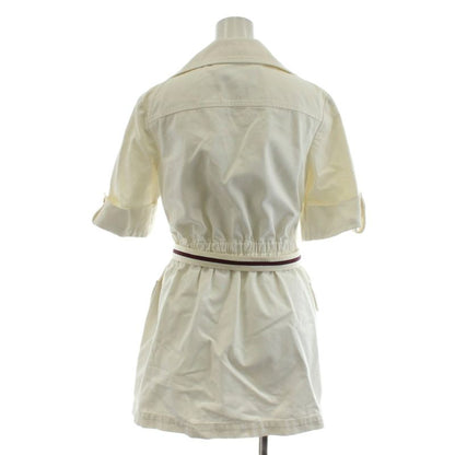 Gucci Ecowashed Organic Cotton Safari Jacket Short Sleeve Logo Zip Up 36 White