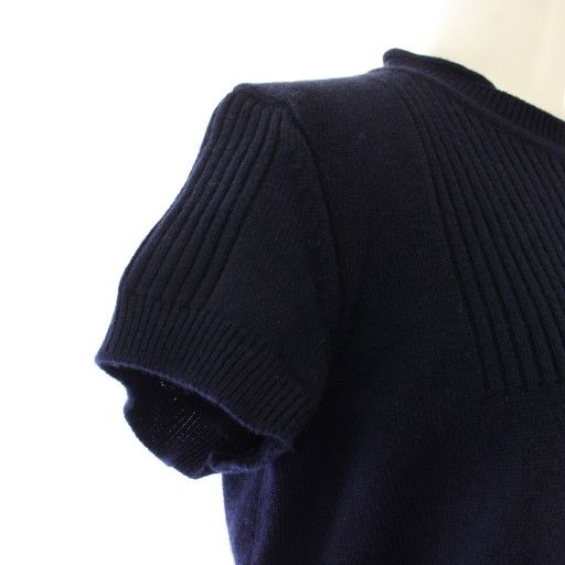 Hermes Knit Sweater Cashmere Short Sleeve 40 Navy Tk