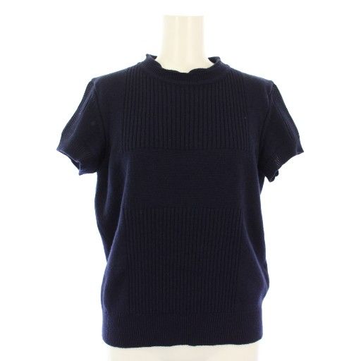 Hermes Knit Sweater Cashmere Short Sleeve 40 Navy Tk