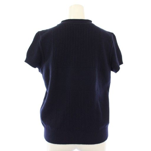 Hermes Knit Sweater Cashmere Short Sleeve 40 Navy Tk