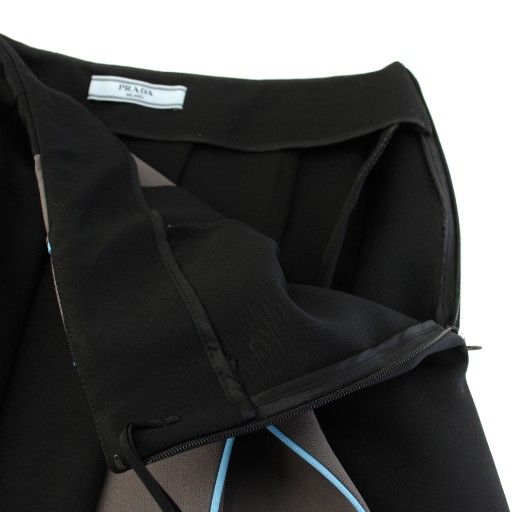 Prada Pleated Skirt Knee Length Switching 36 Black Gray P178g Tk