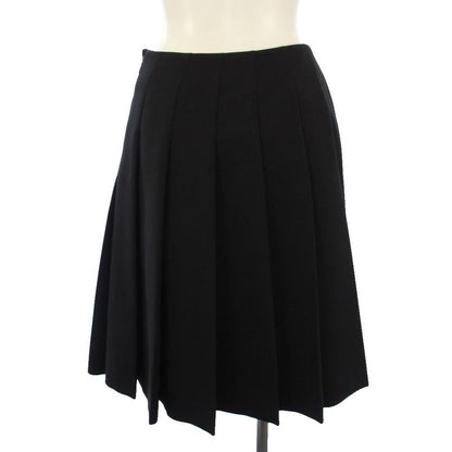 Prada Pleated Skirt Knee Length Switching 36 Black Gray P178g Tk