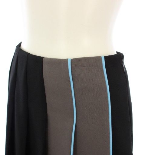 Prada Pleated Skirt Knee Length Switching 36 Black Gray P178g Tk