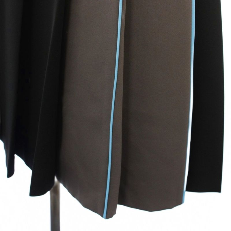 Prada Pleated Skirt Knee Length Switching 36 Black Gray P178g Tk