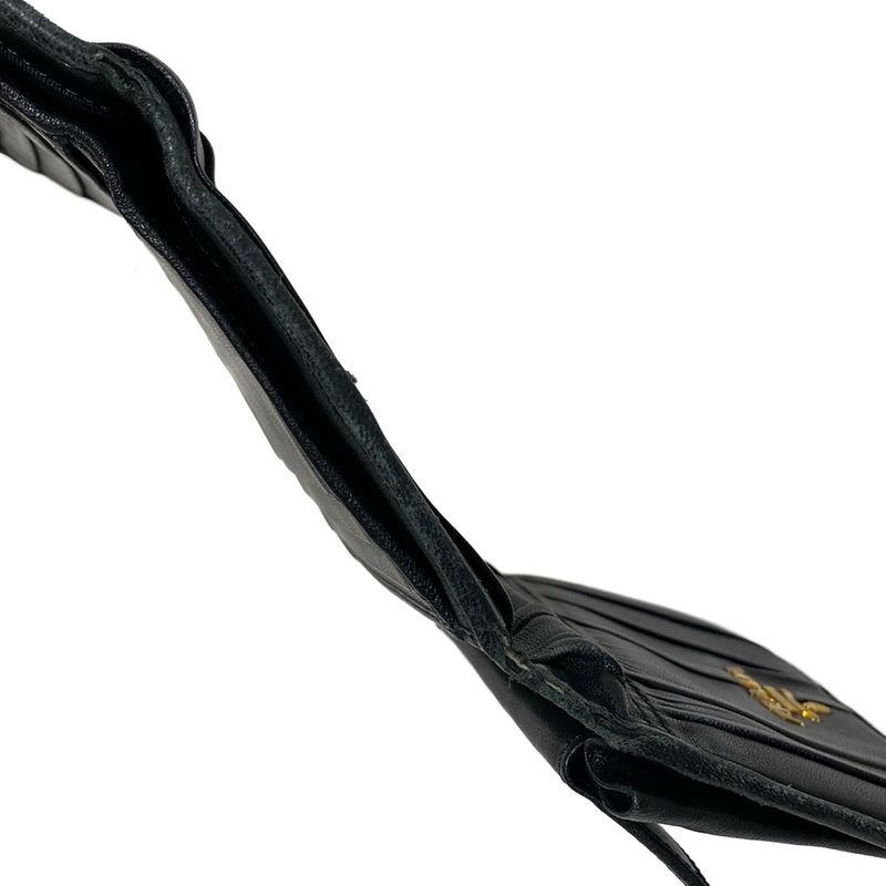 Prada Trifold Wallet Gathered Wallet Black Leather