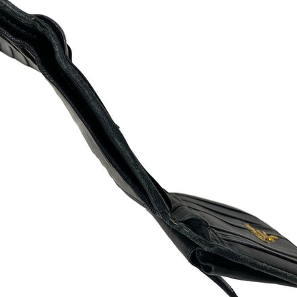 Prada Trifold Wallet Gathered Wallet Black Leather