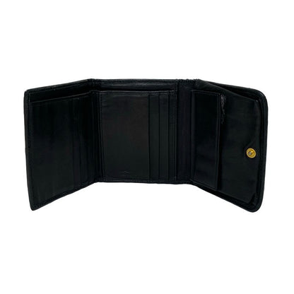 Prada Trifold Wallet Gathered Wallet Black Leather