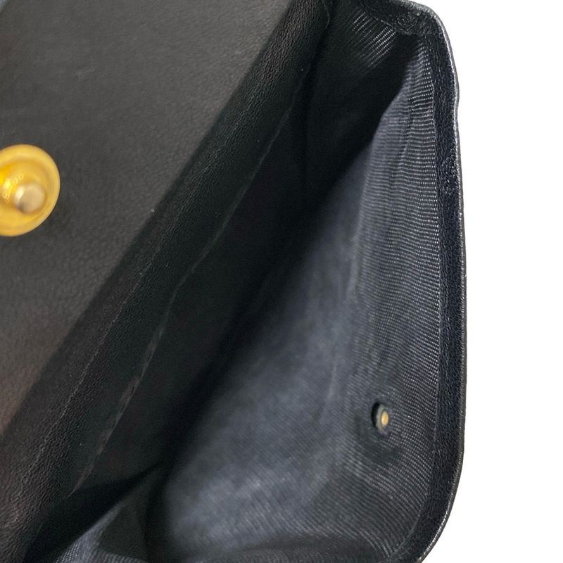 Prada Trifold Wallet Gathered Wallet Black Leather