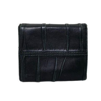 Prada Trifold Wallet Gathered Wallet Black Leather