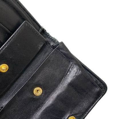 Prada Trifold Wallet Gathered Wallet Black Leather