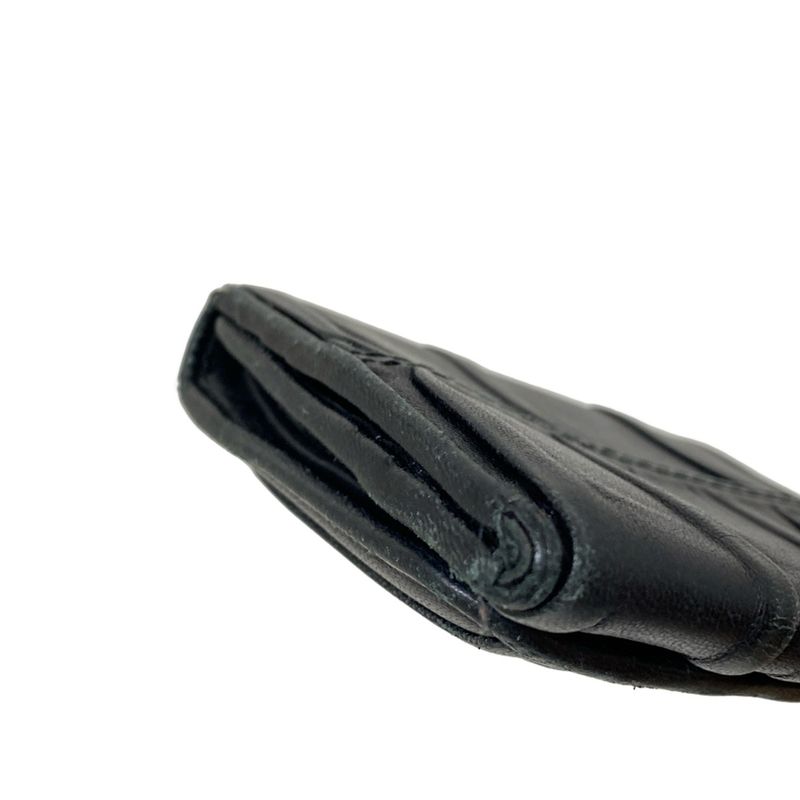 Prada Trifold Wallet Gathered Wallet Black Leather