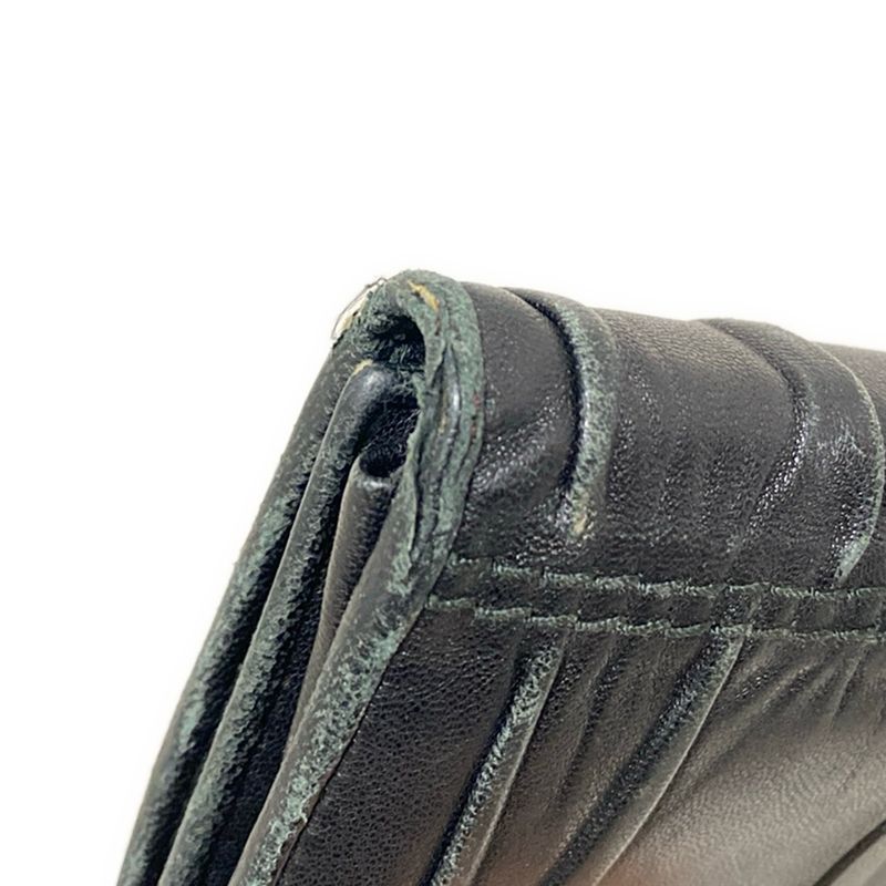 Prada Trifold Wallet Gathered Wallet Black Leather