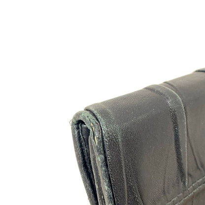 Prada Trifold Wallet Gathered Wallet Black Leather