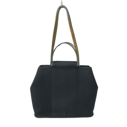 Hermes Cabas Quellen PM 2way Handbag Shoulder Toile Officier Black 1206 Aa