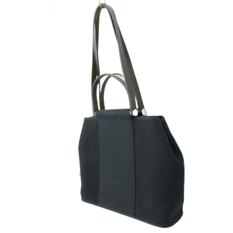 Hermes Cabas Quellen PM 2way Handbag Shoulder Toile Officier Black 1206 Aa