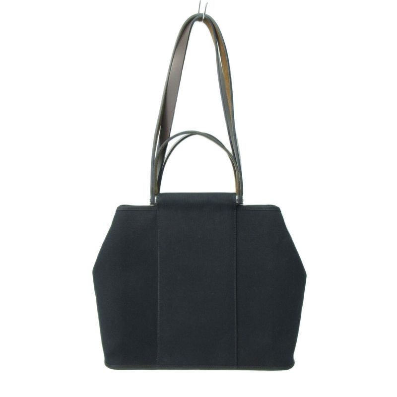 Hermes Cabas Quellen PM 2way Handbag Shoulder Toile Officier Black 1206 Aa