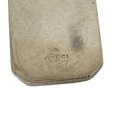 Gucci Key Holder (Charm) - Silver X Dark Brown Shape Pressed GG Pattern Leather